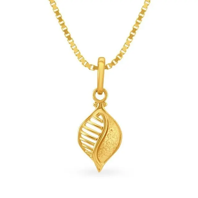 Exquisite 22K Yellow Gold Leaf-Inspired Filigree Pendant
